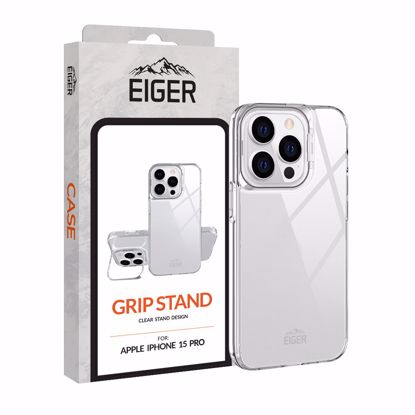 Picture of Eiger Eiger Grip Stand Case for iPhone 15 Pro in Clear